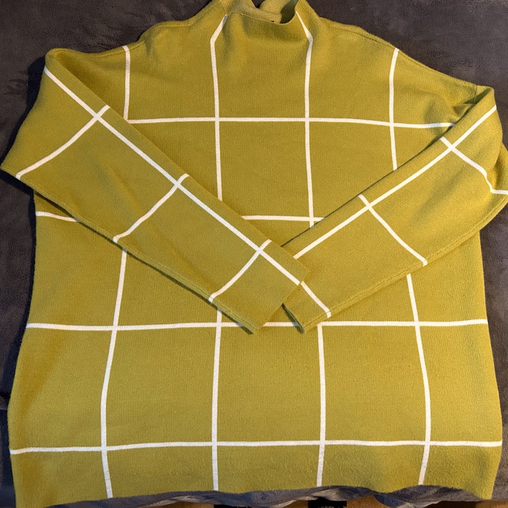 Cynthia Rowley Plaid Print Mock Neck Sweater